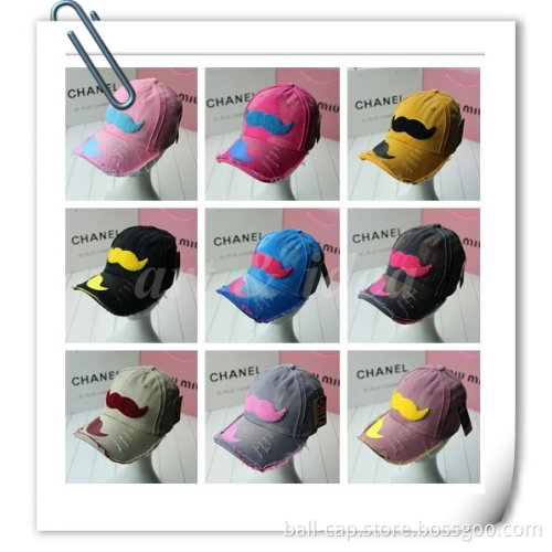 Fashion Frayed Caps With Applique Beard